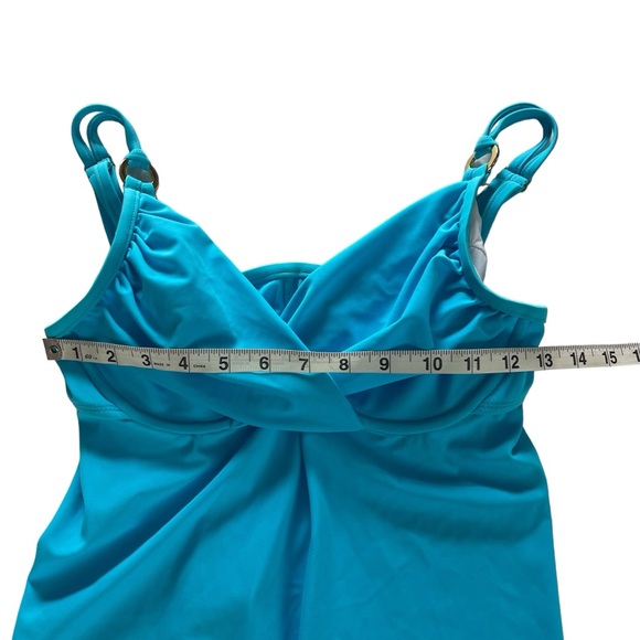 Tara Grinna blue 2-pc tankini and bottom swimsuit adjustable straps Sz 4 32-36 C - Picture 7 of 12
